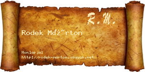Rodek Márton névjegykártya