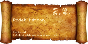 Rodek Márton névjegykártya