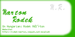 marton rodek business card